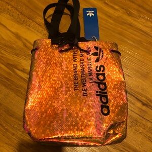 adidas Iridescent Orange Sequin Drawstring Tote